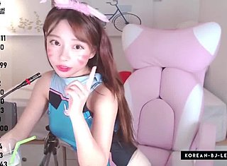 Asian cosplay girl teasing and masturbating with toys